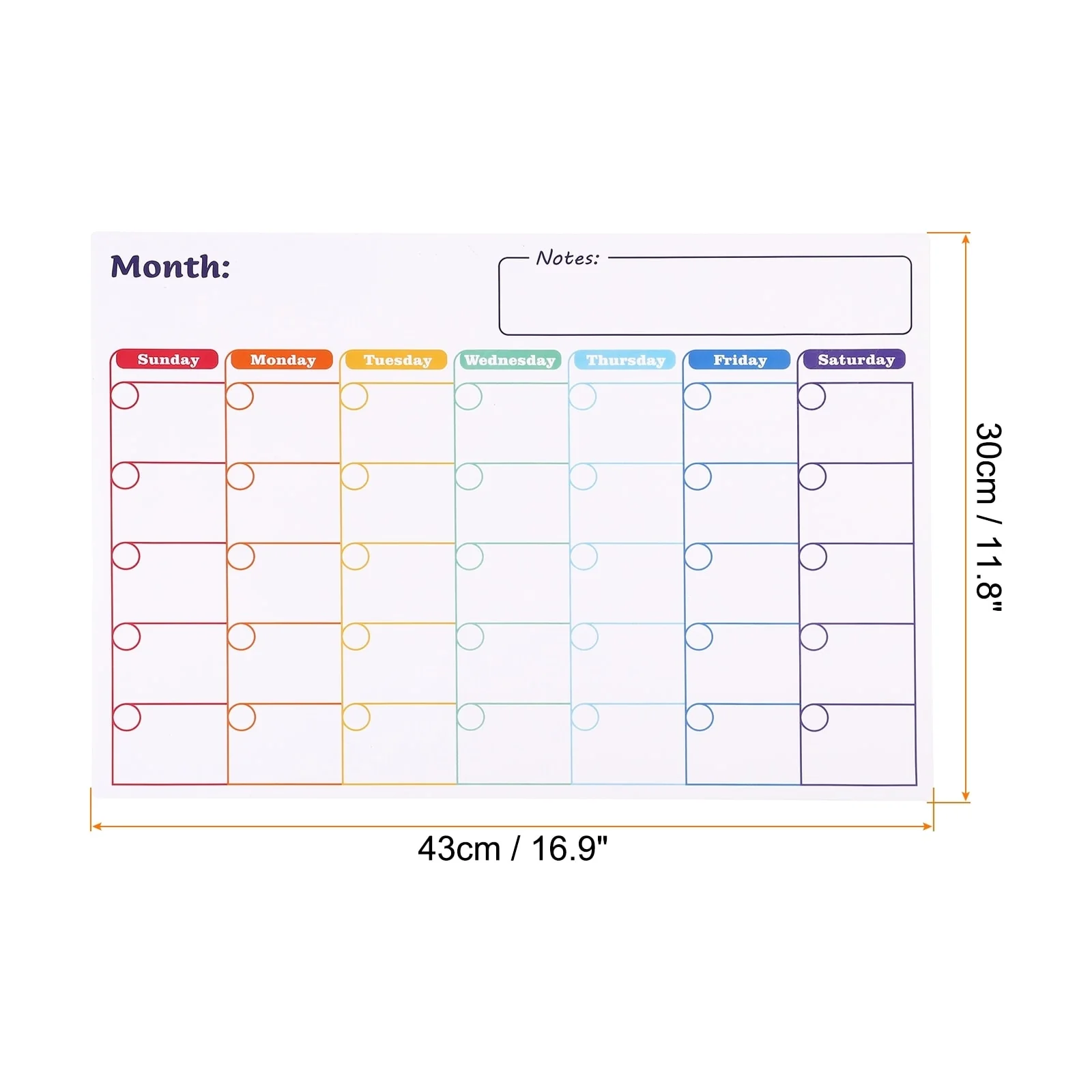16.9 x 11.8 Magnetic Calendar, Erasable Dry Erase Calendar - White