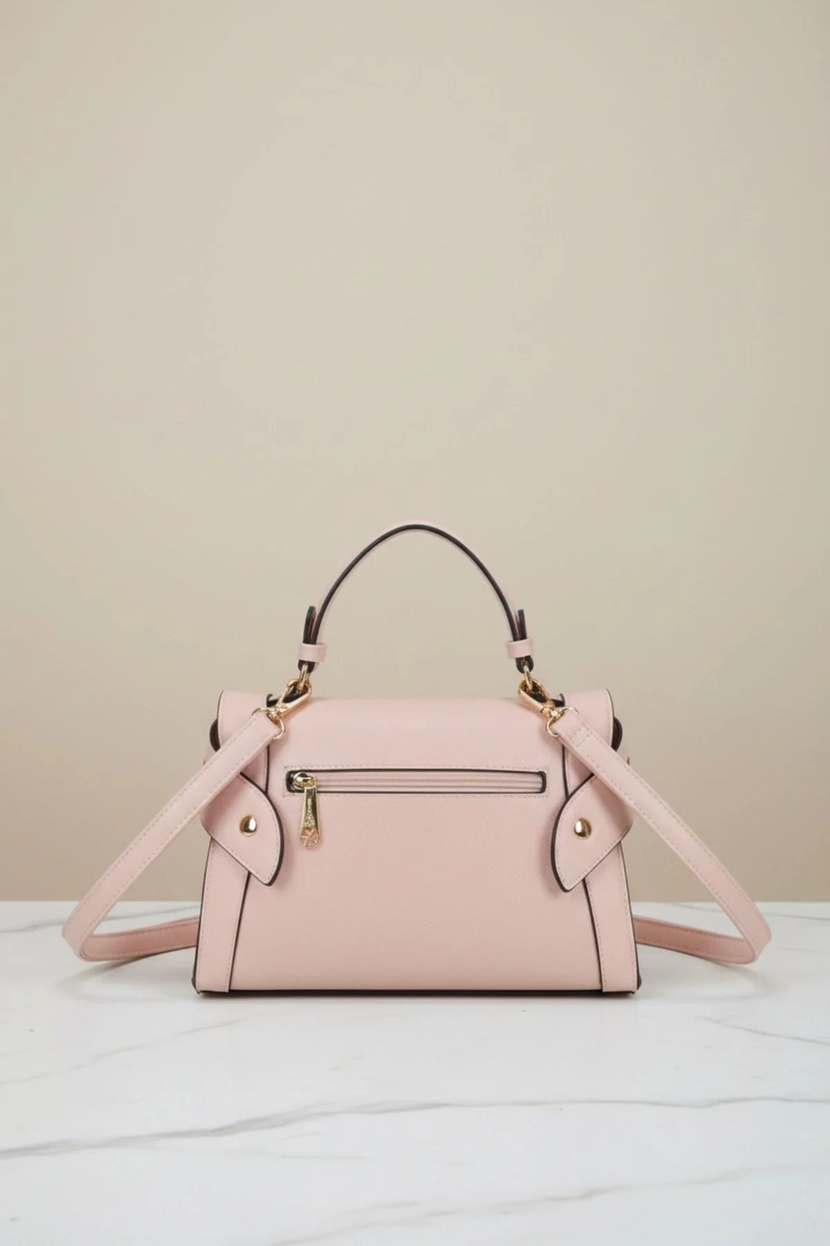 Pink Zip Detail Grab Handle Bag