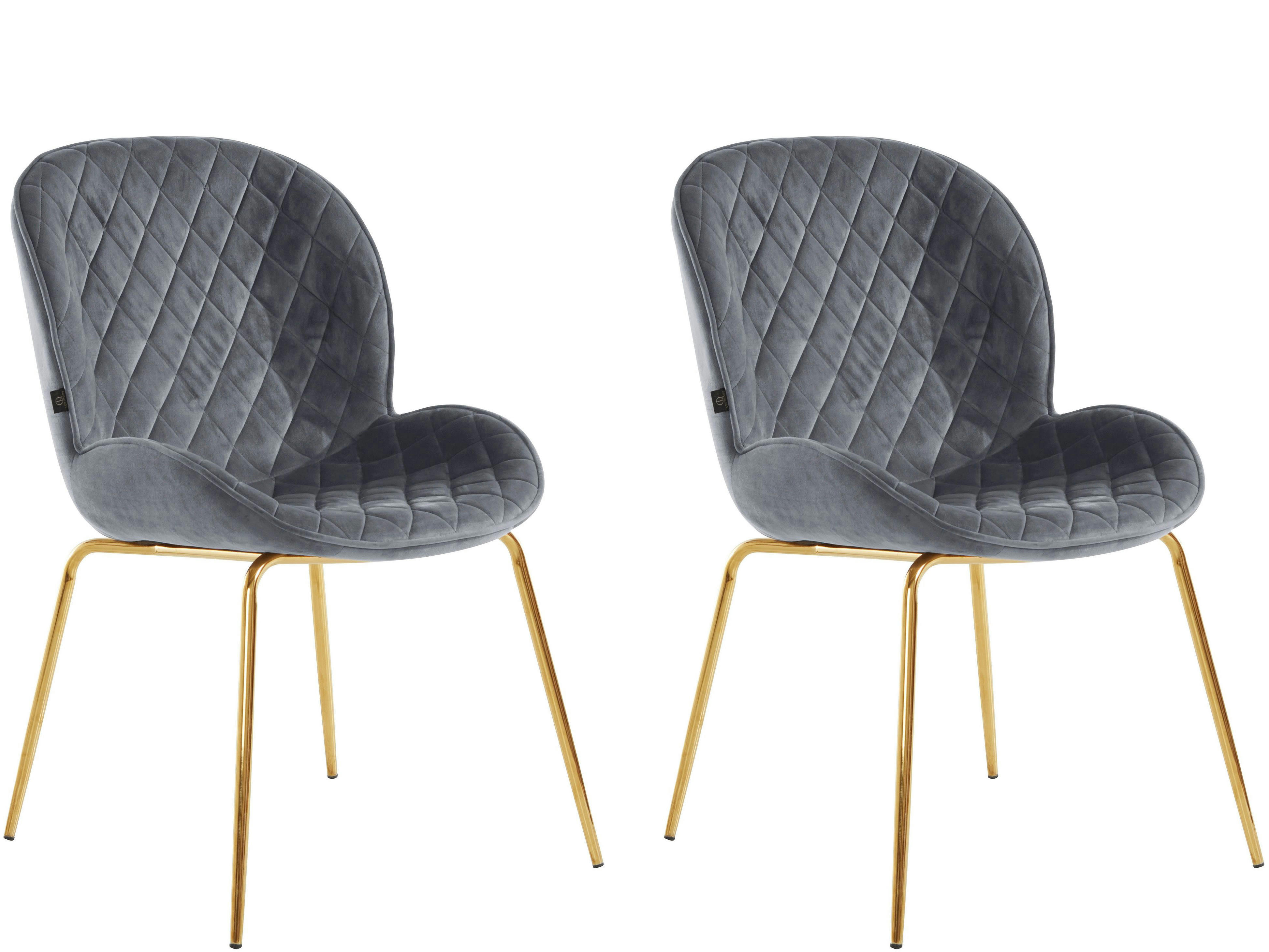 MIA - Lot de 2 chaises de salle à manger rembourrées en velours gris