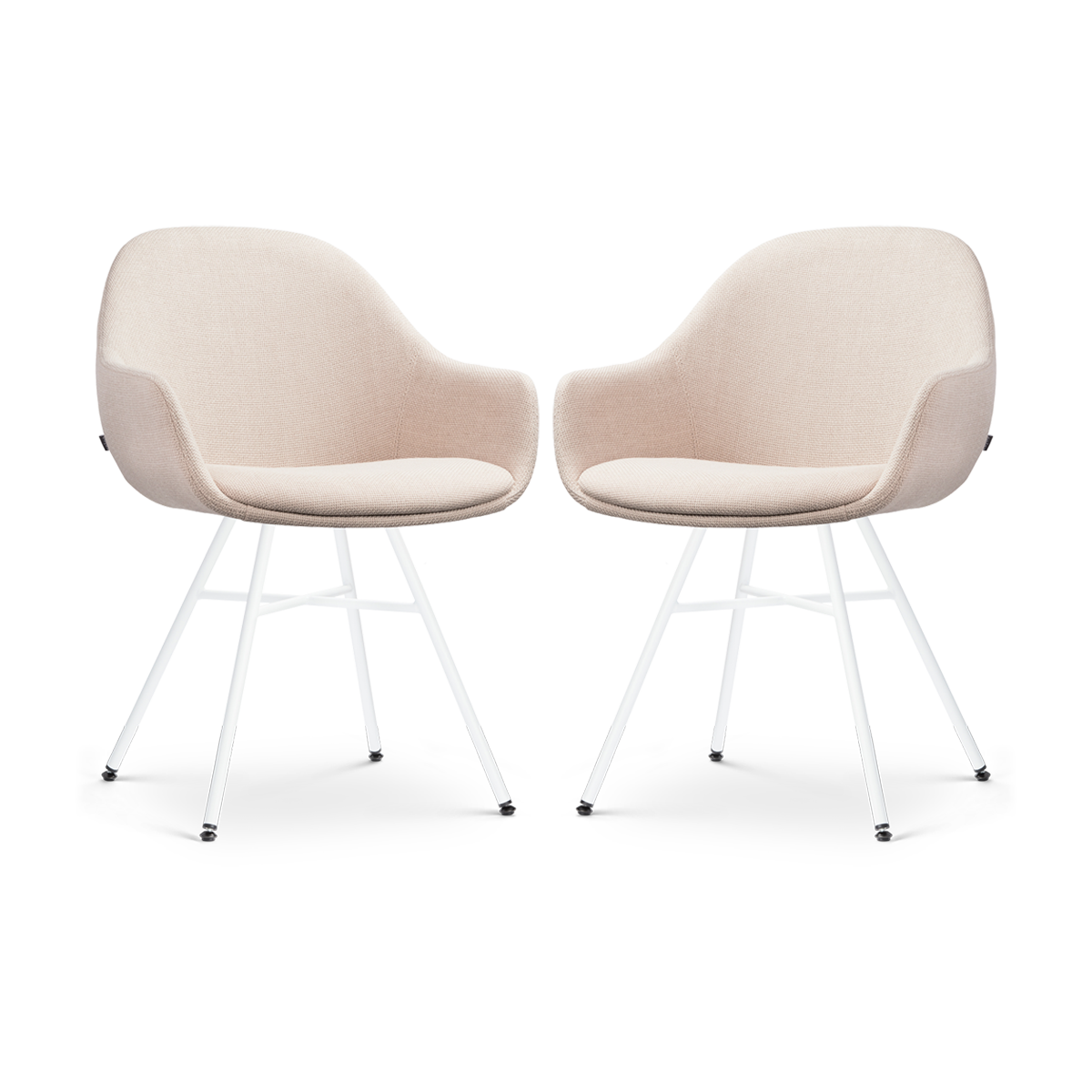Nolon Noa-Mae Eetkamerstoelen Set van 2 - Beige - Witte Poten