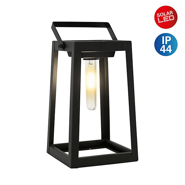 Lampe solaire décorative à LED , pour l'extérieur, déco - métal et plastique noir, avec LED intégrée