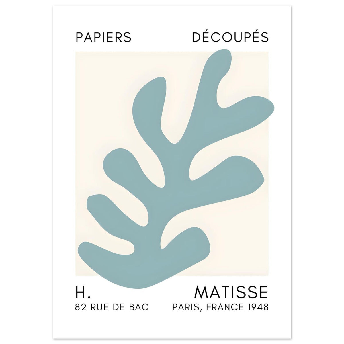 Artfulprints Poster Matisse – Ocean petals turquoise  - 50x70 cm - Turquoise