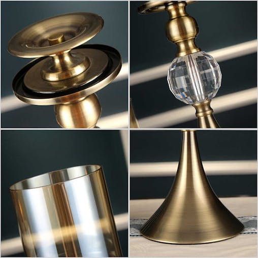SOGA 2X 43cm Glass Candle Holder Candle Stand Glass/Metal