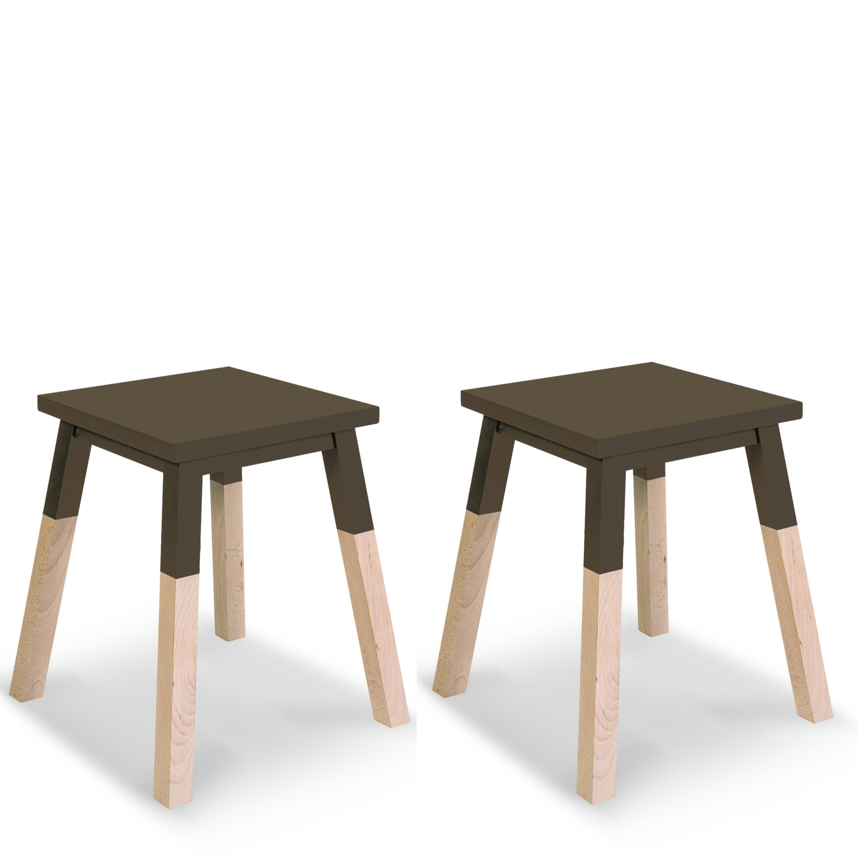 EGEE - 2 tabourets laqués en frêne, assise 35 cm