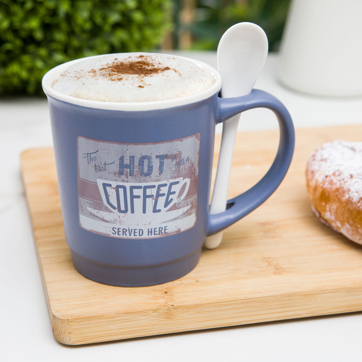 Mug caffè blu 400 ml con cucchiaino