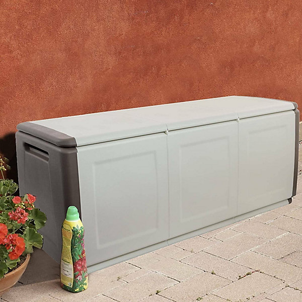 Malle Achse, Coffre polyvalent, Coffre de rangement, Boîte de rangement, 100% Made in Italy, 138x53h57 cm, Beige et Marron