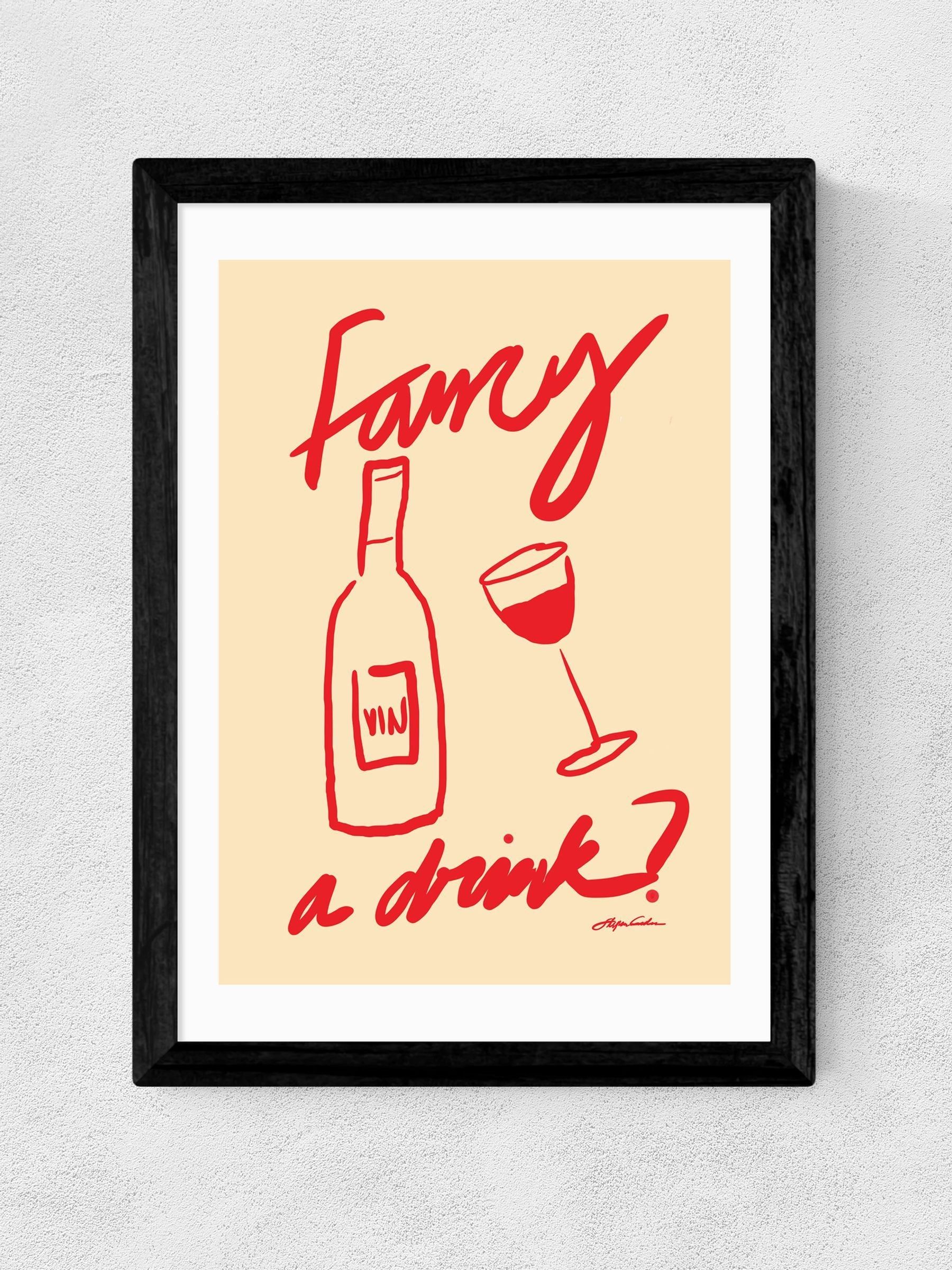 East End Prints Black Fancy a Drink Wall Art Print by Stephie Cardona