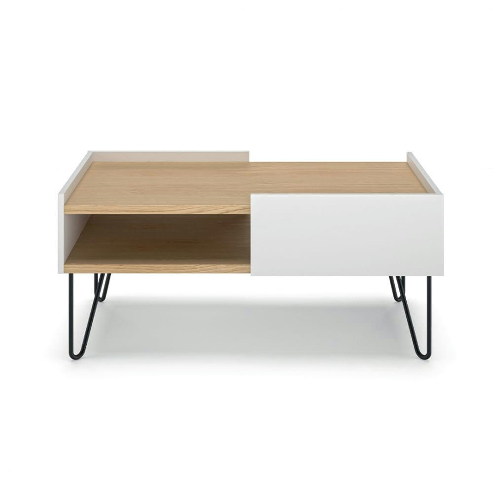 NINA - Table basse  placage chêne clair et blanc