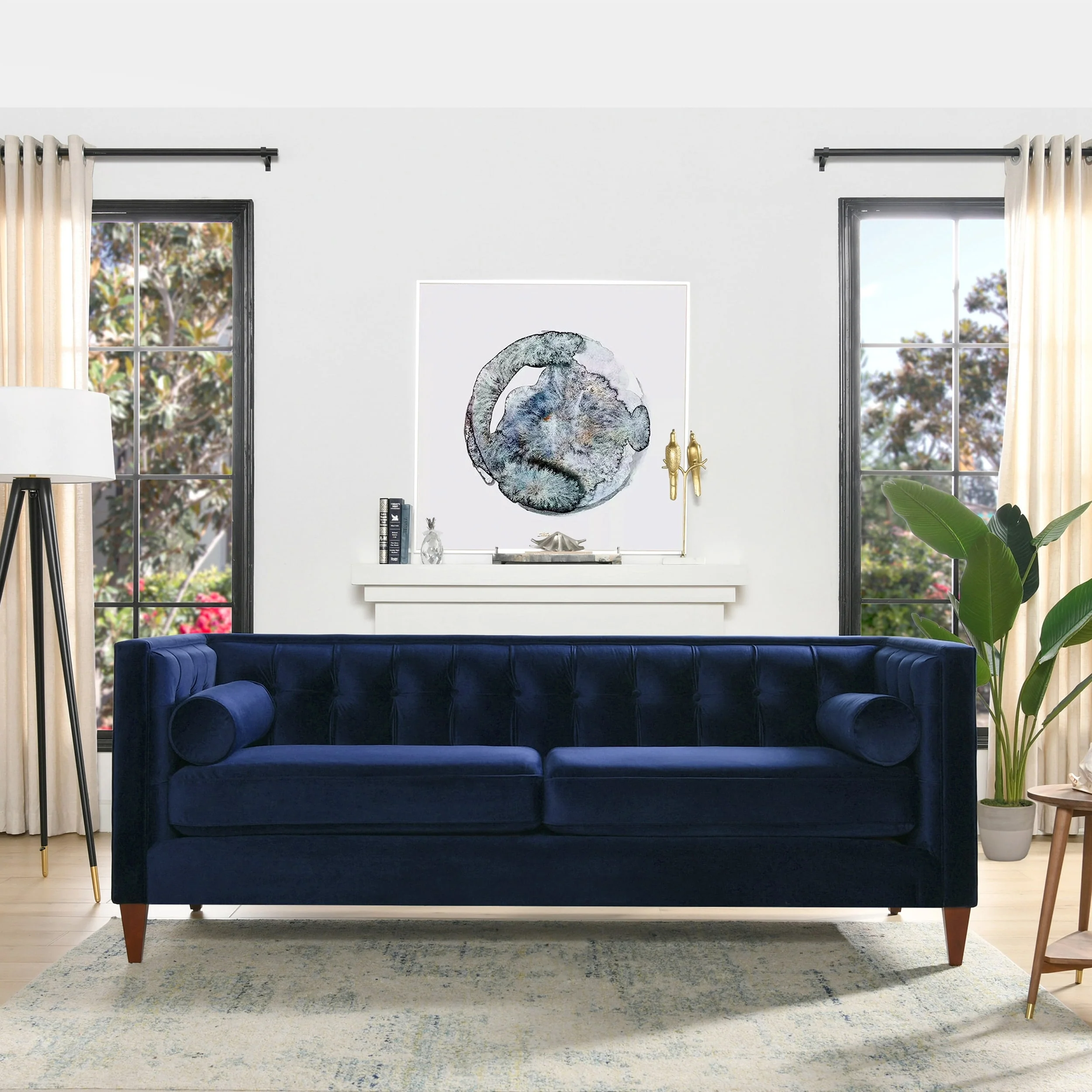 Jack 84 Modern Upholstered Tufted Tuxedo Sofa