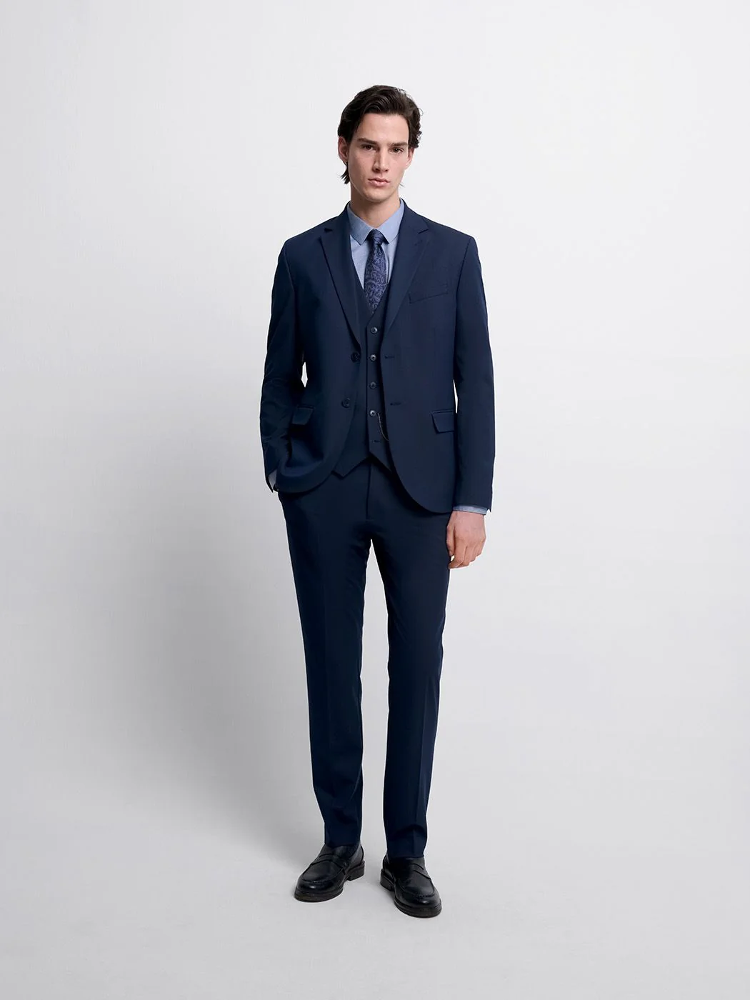 Costume 3 pièces slim bistretch bleu