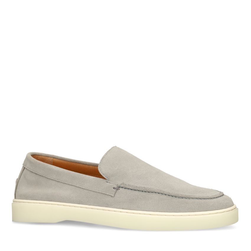 Manfield Grijze suède loafers