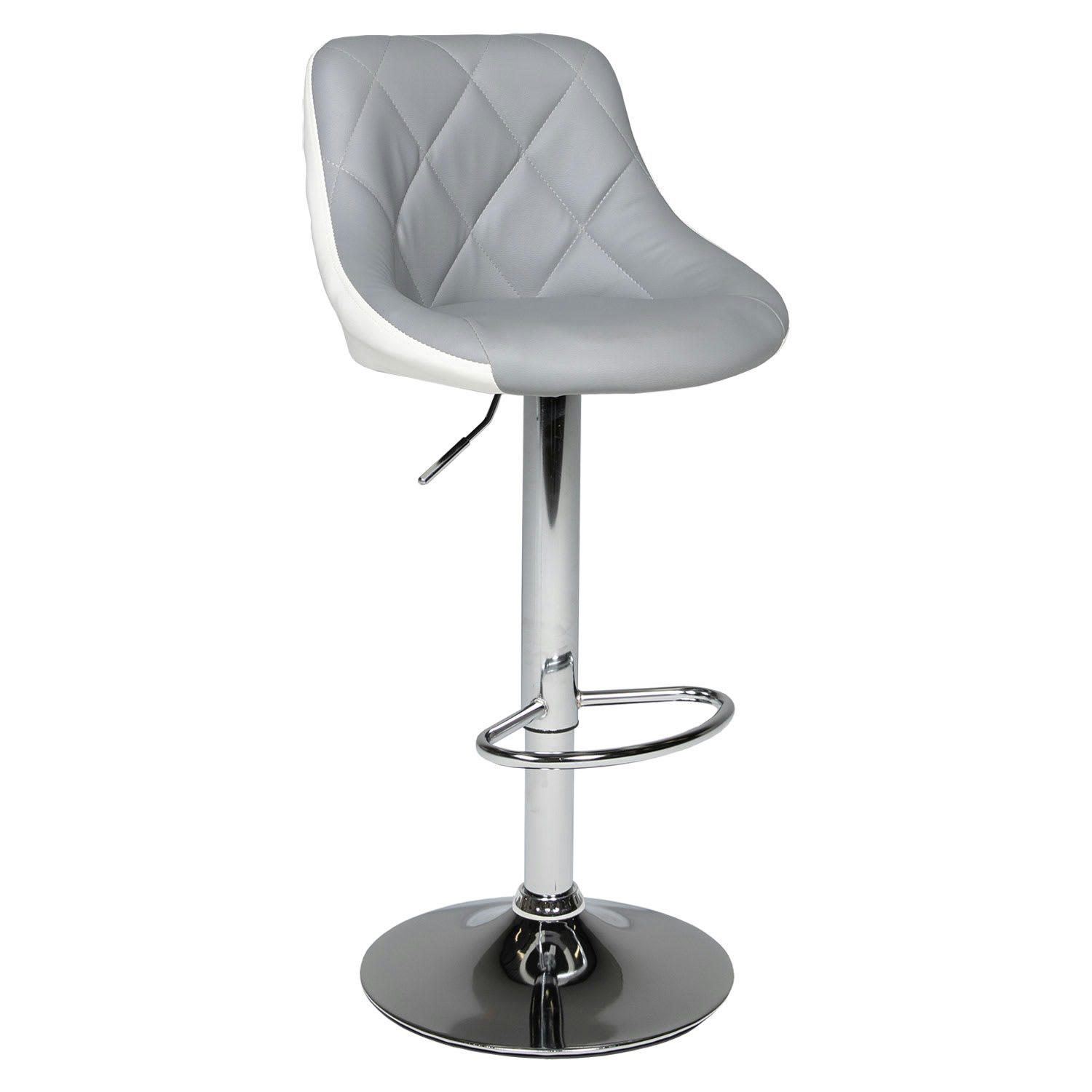 JASPER - Tabouret de bar en simili cuir gris et blanc