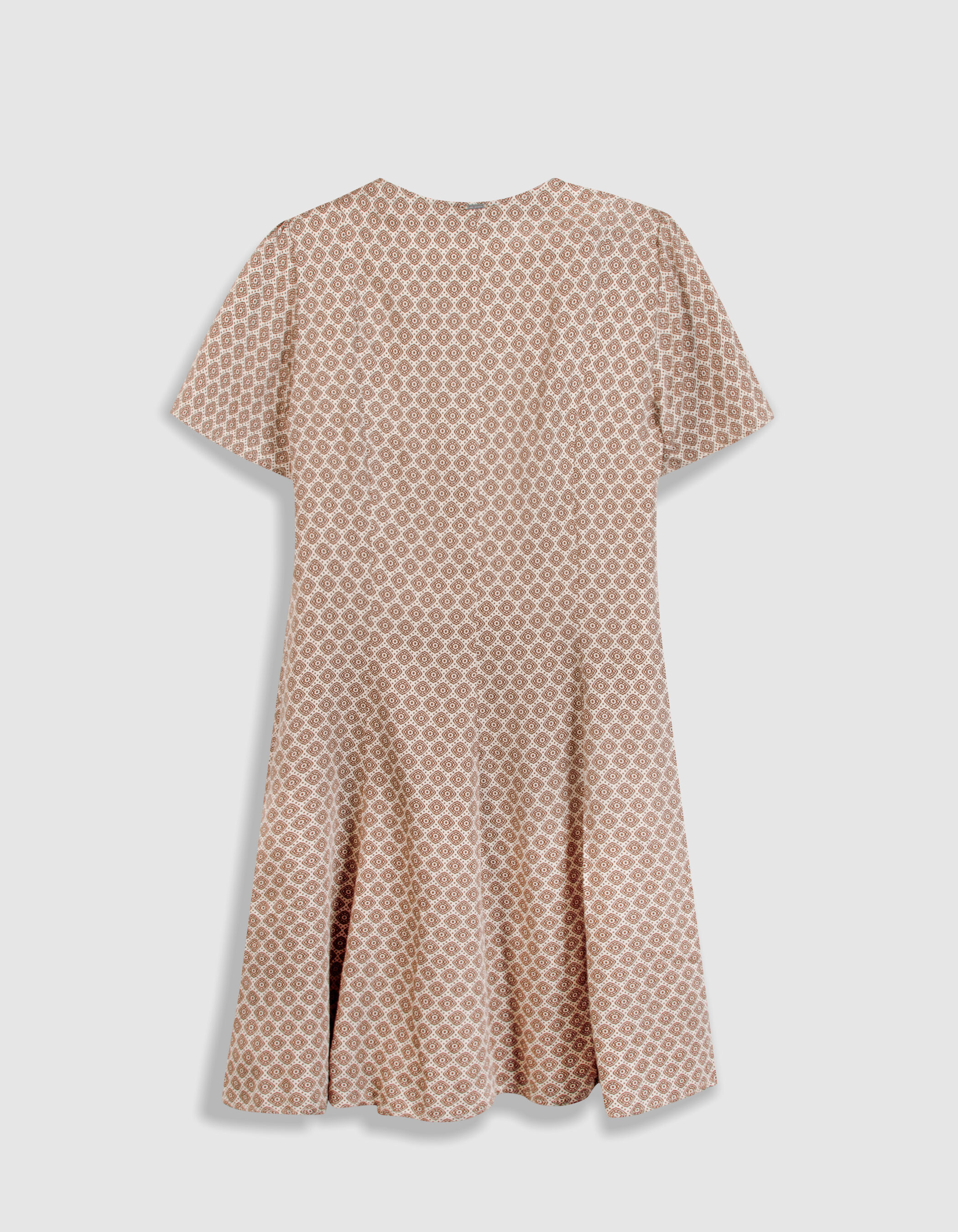 Robe courte imprimé cravate marron Femme