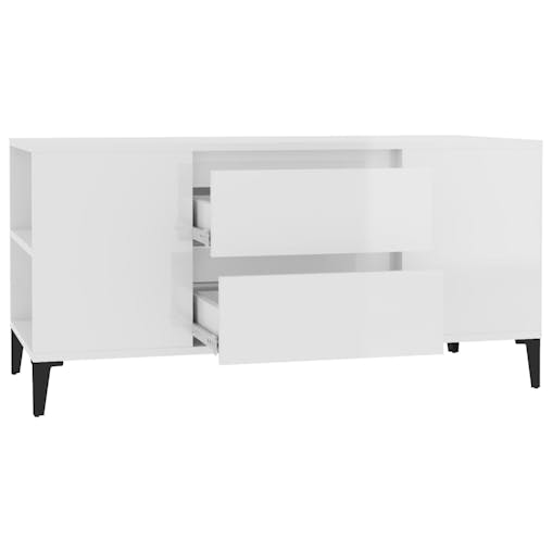 NNEVL TV Cabinet High Gloss White 102x44.5x50 cm Engineered Wood