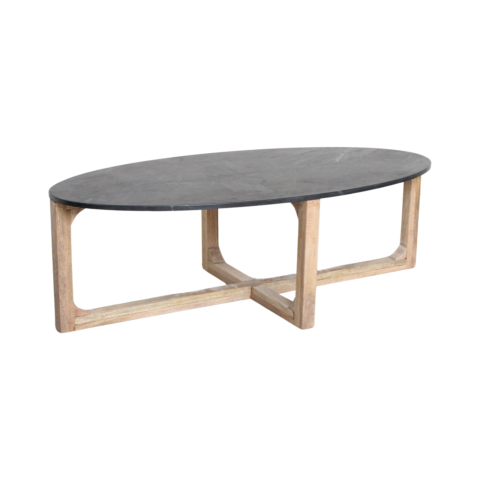 Ovale marmeren salontafel - Zwart - 120x60x38 cm