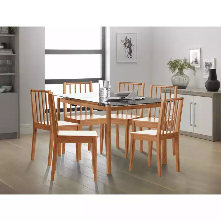 Habitat 6 Nel Solid Wood Spindle Chairs - Black