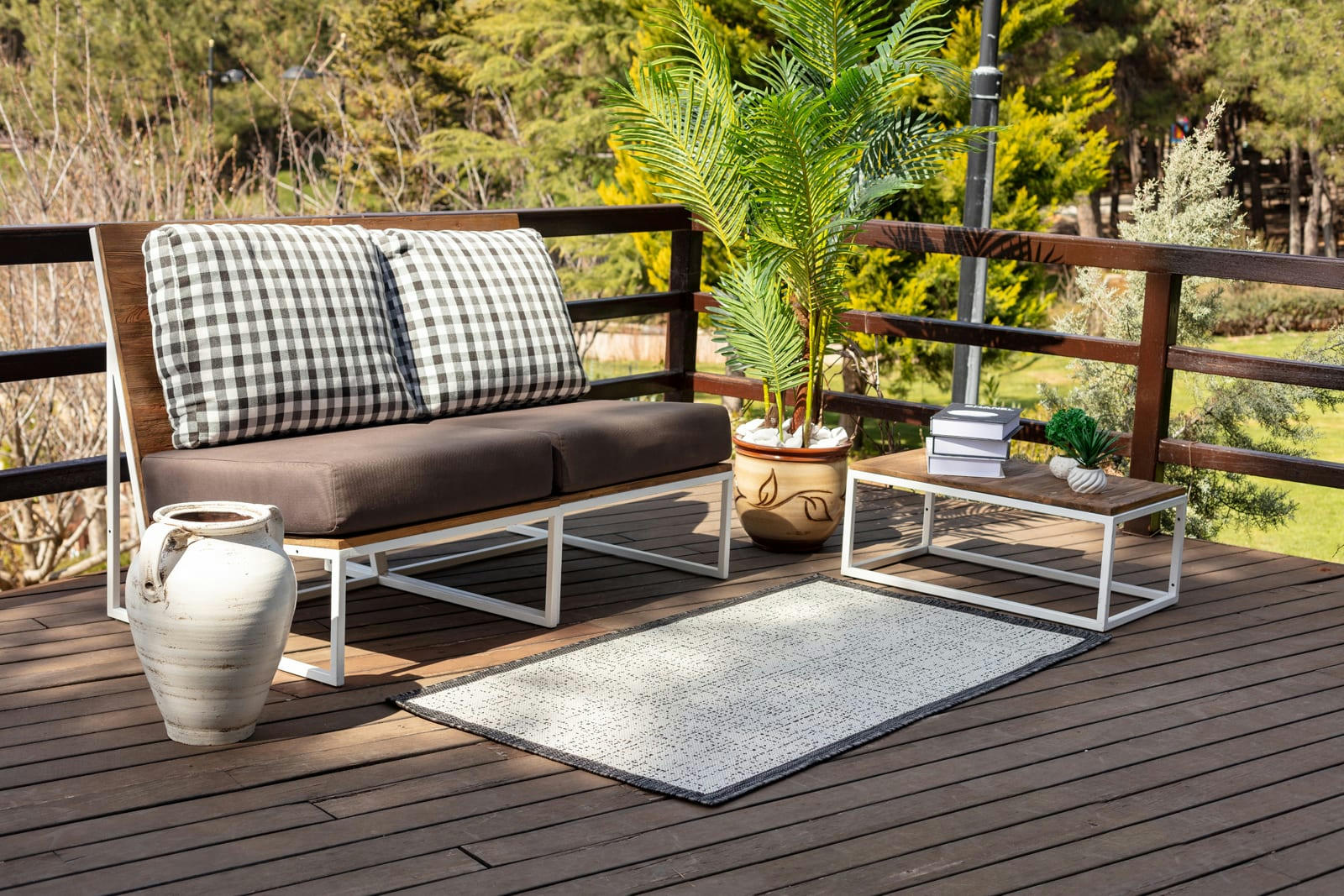 JODY - Tapis d'Extérieur/Intérieur Ivoire/Anthracite 80x150