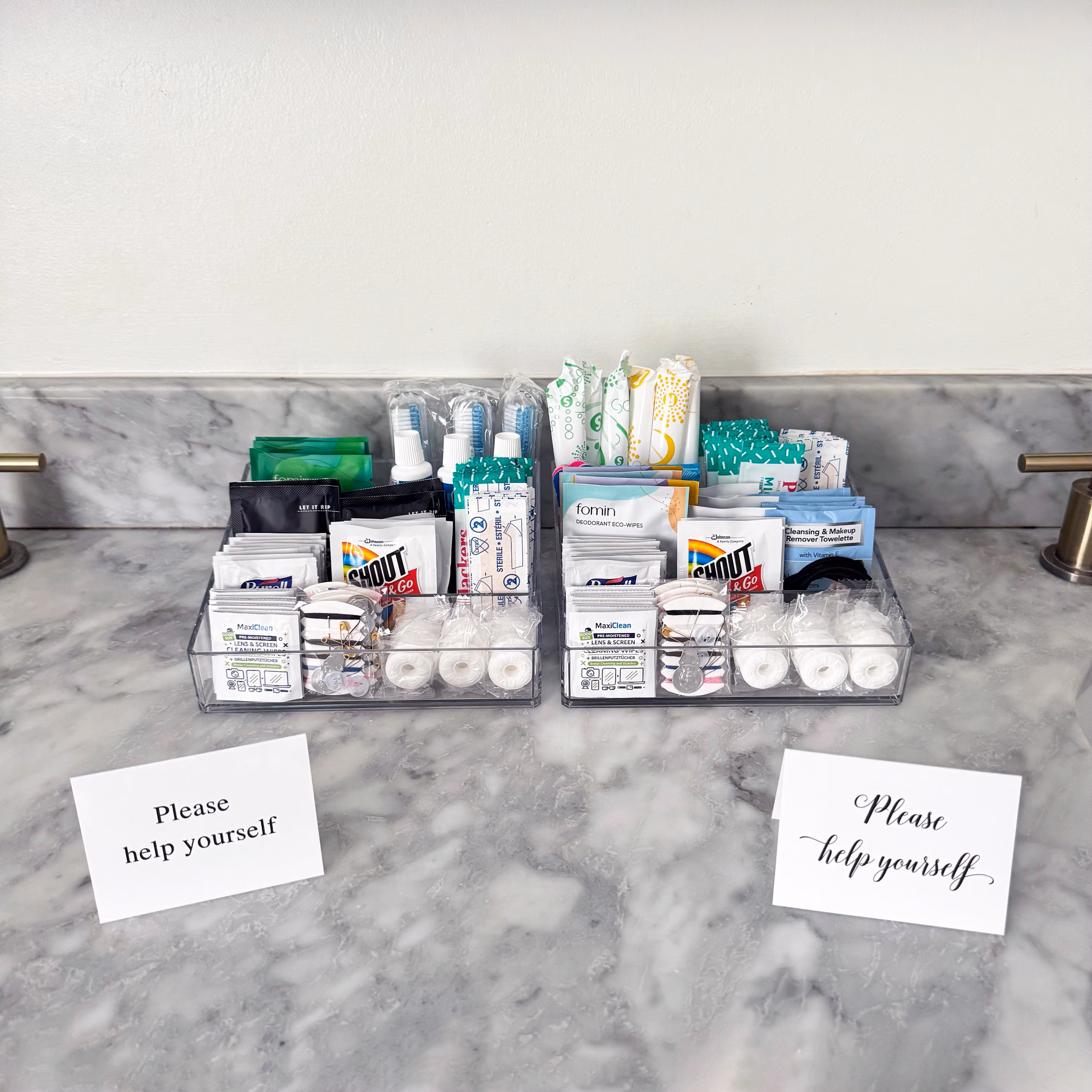Wedding Bathroom Trays - Deluxe His and Hers Wedding Bathroom Trays - Wedding Day Emergency Kit - 4 Compartment Bathroom Amenities Tray