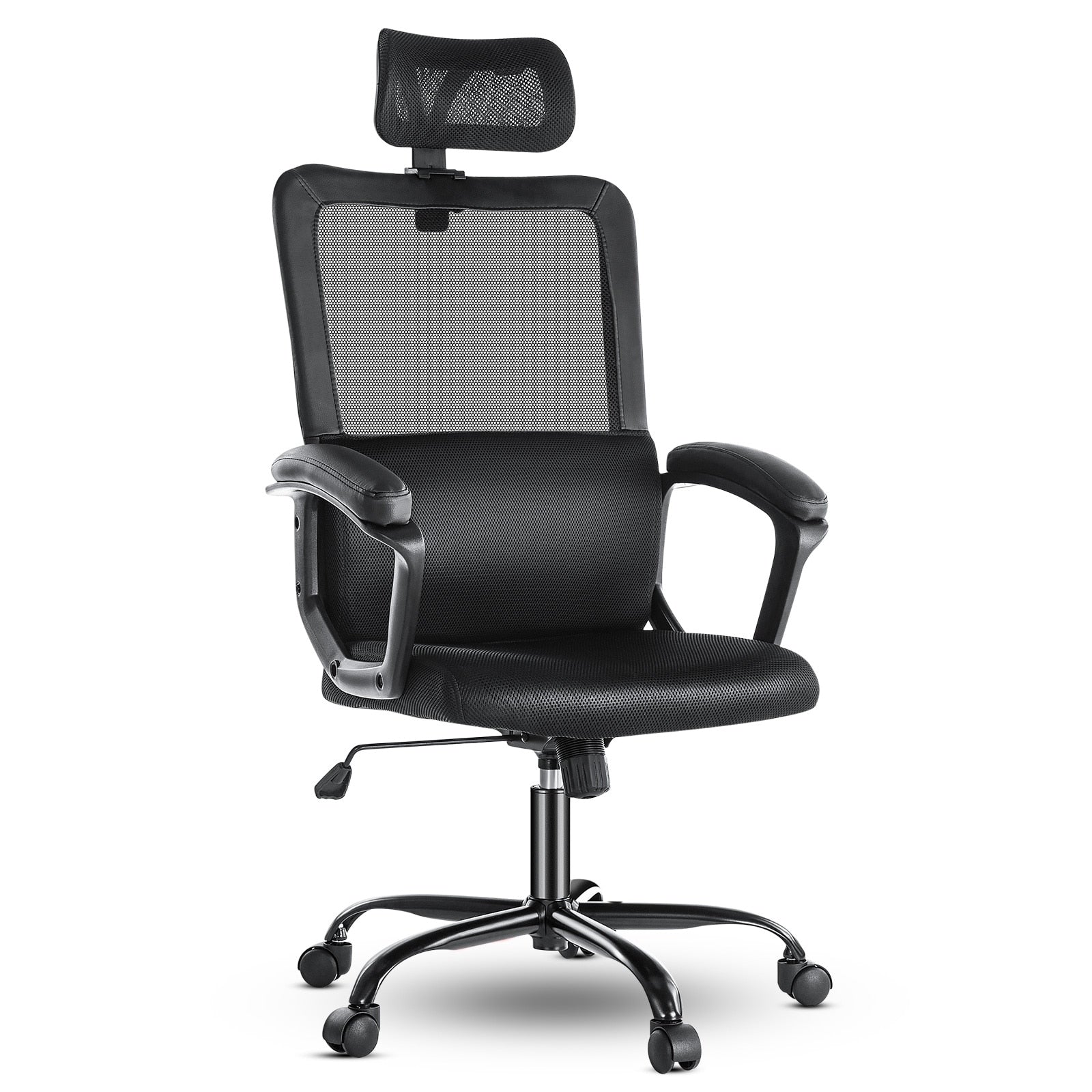 Ergonnomic Office Chair with 2D Adjustable Lumbar Support, Office Chair with Adjustable Headrest and Armrest