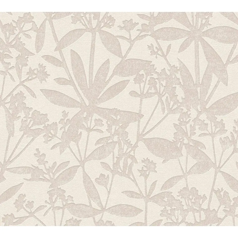 A.S. Cr&eacute;ation behang bladeren cr&egrave;me en beige - 53 cm x 10.05 m