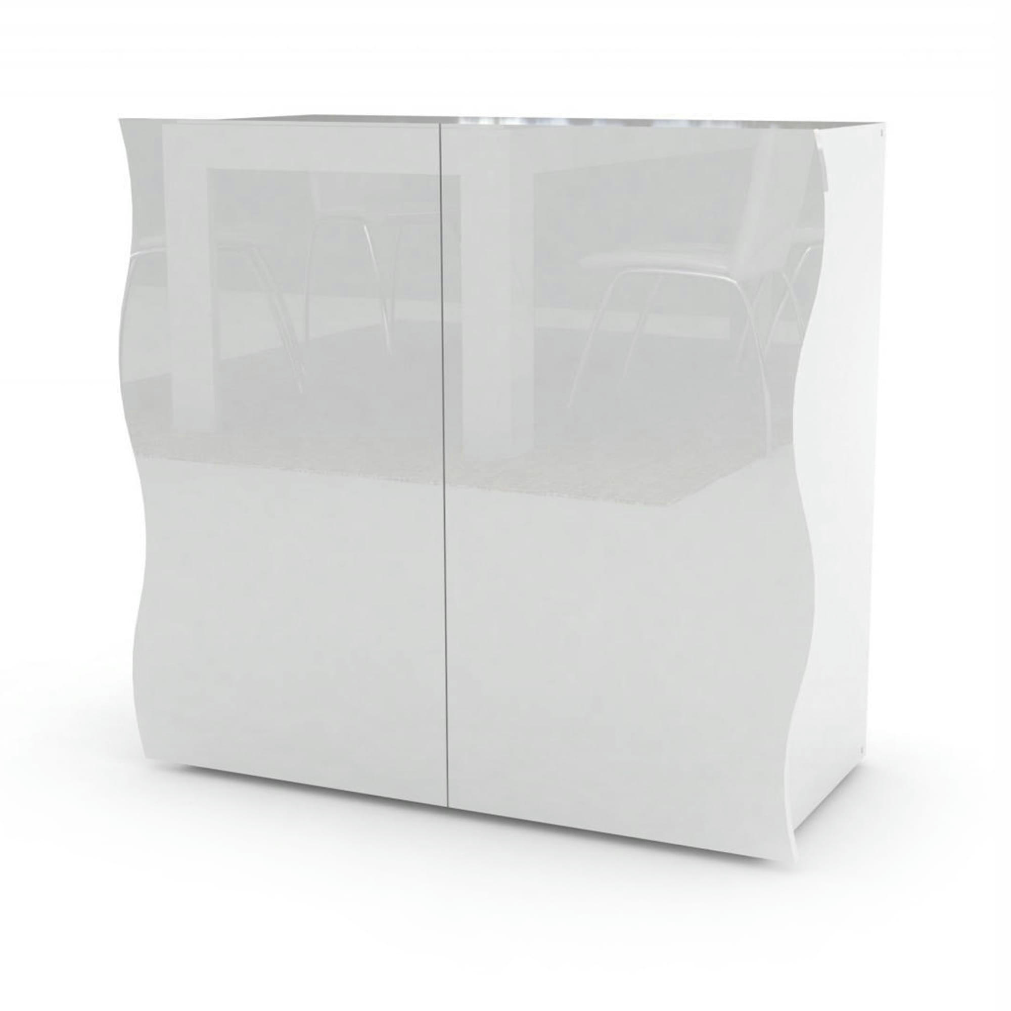 - Buffet moderne effet bois blanc brillant