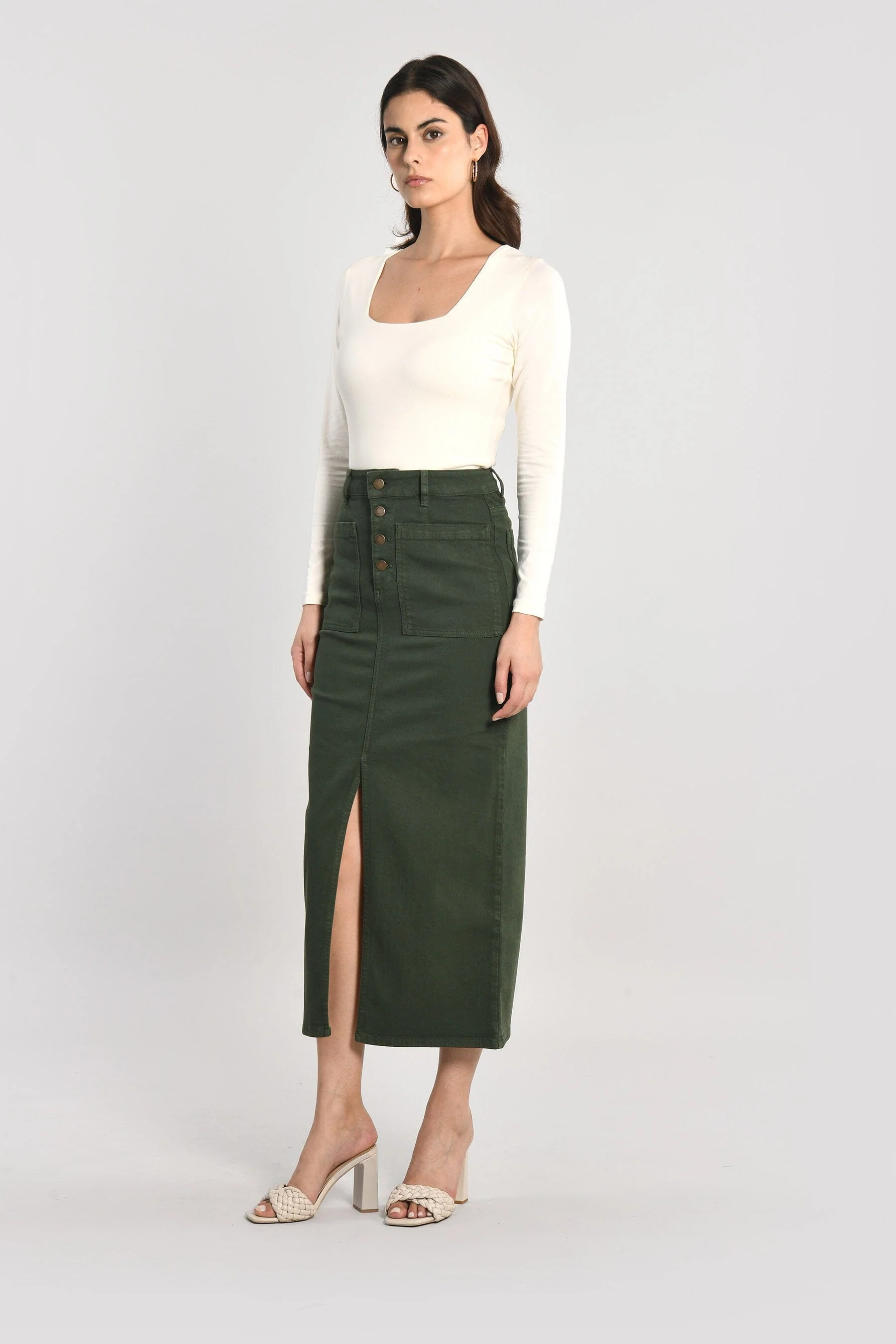 JUPE MIDI SPORTSWEAR THADEE KAKI