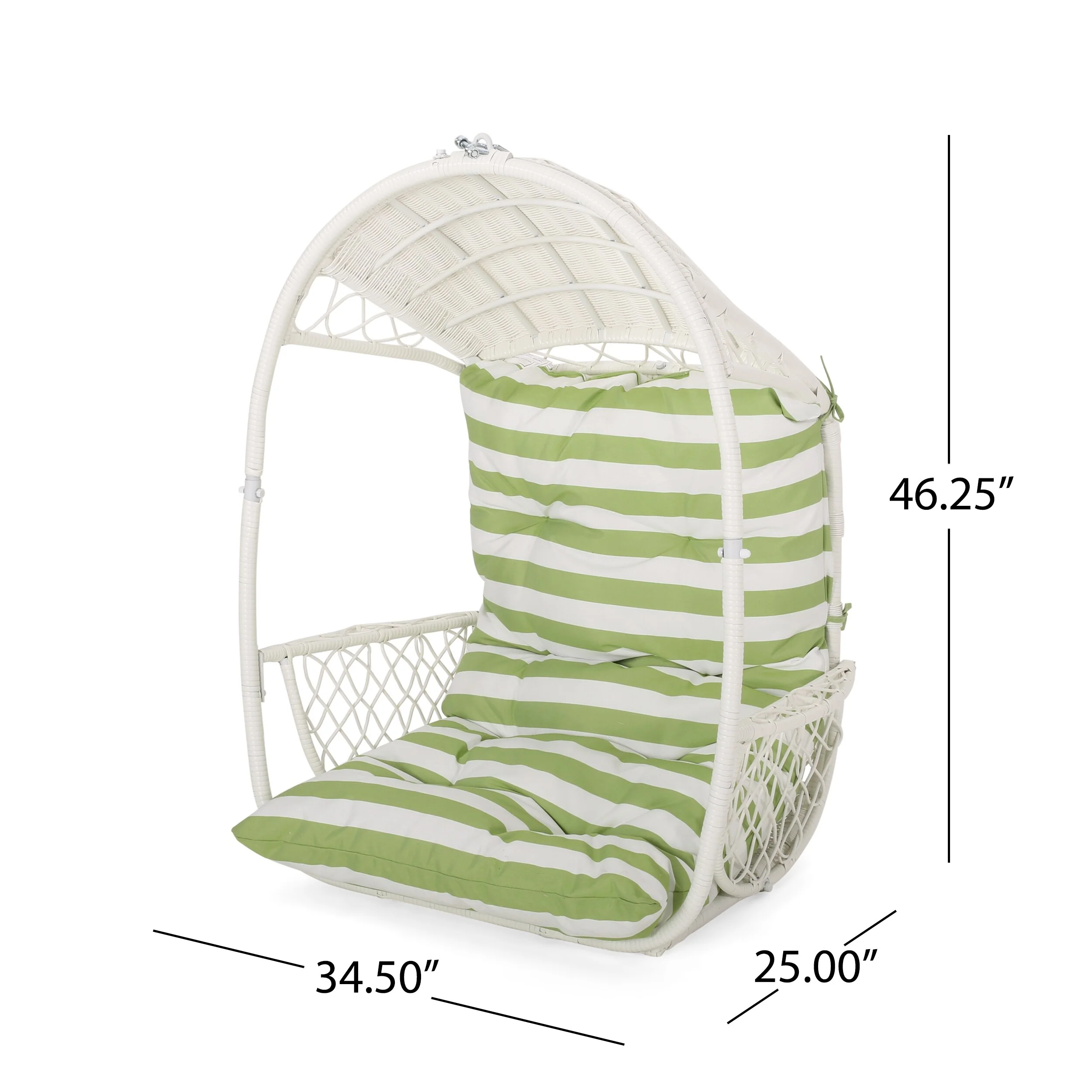 Outdoor Rattan Hanging Chair, Cozy Basket Chair with Water-Resistant Cushions, Wicker Swing Chair