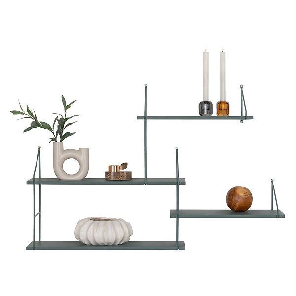 PÓŁKA ŚCIENNA Harlem ZIELONA 99x62x17,5 cm drewno i metal