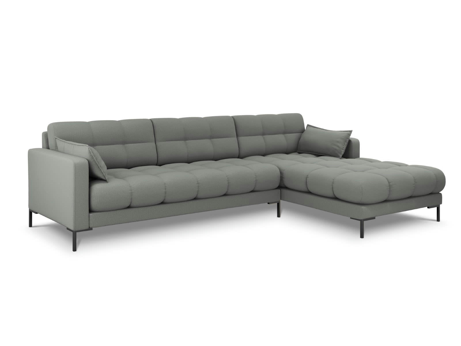 MAMAIA - Canapé d'angle droit 5 places en tissu structurel gris