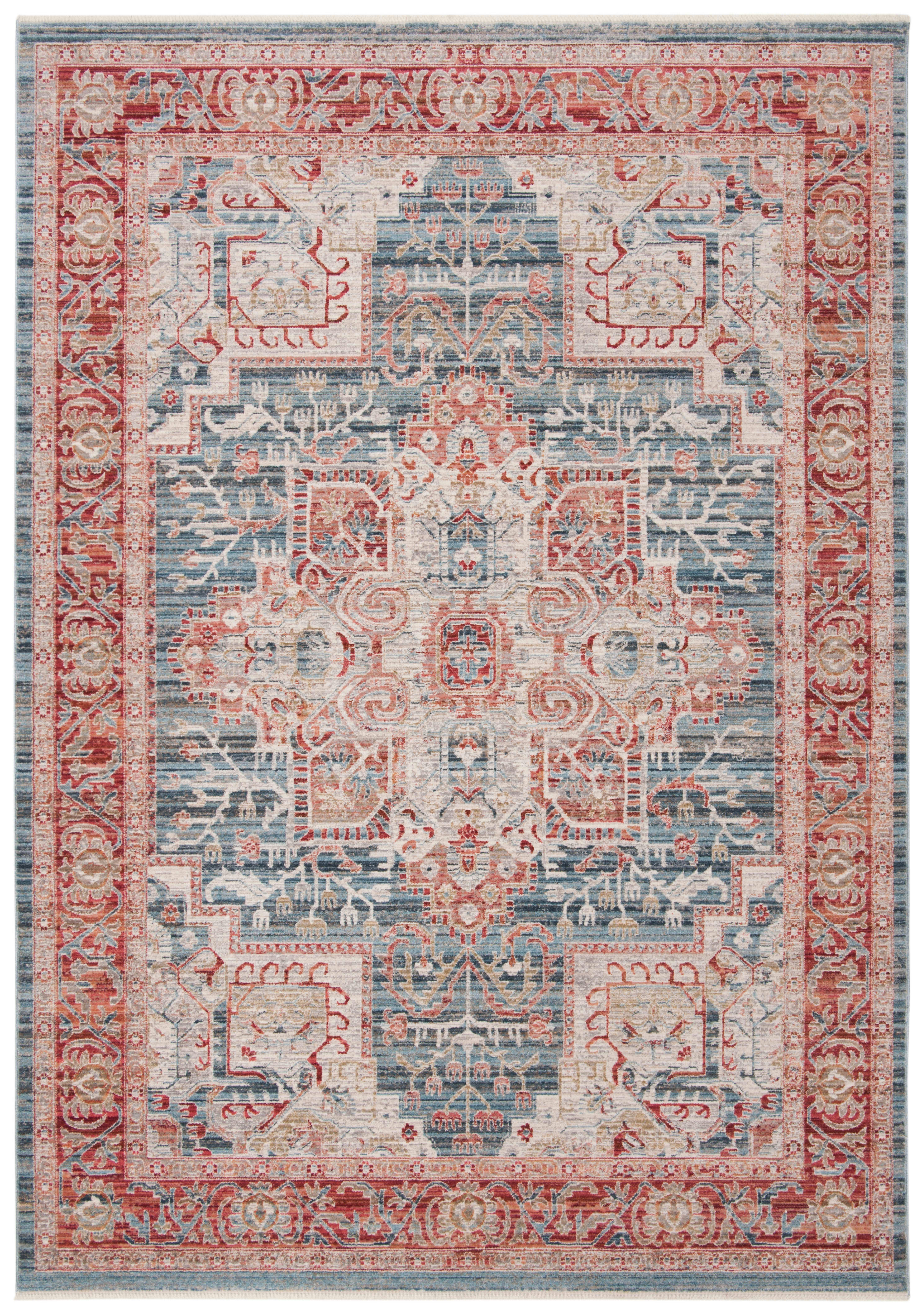 KENITRA - Tapis de salon interieur en bleu & rouge, 91 x 152 cm
