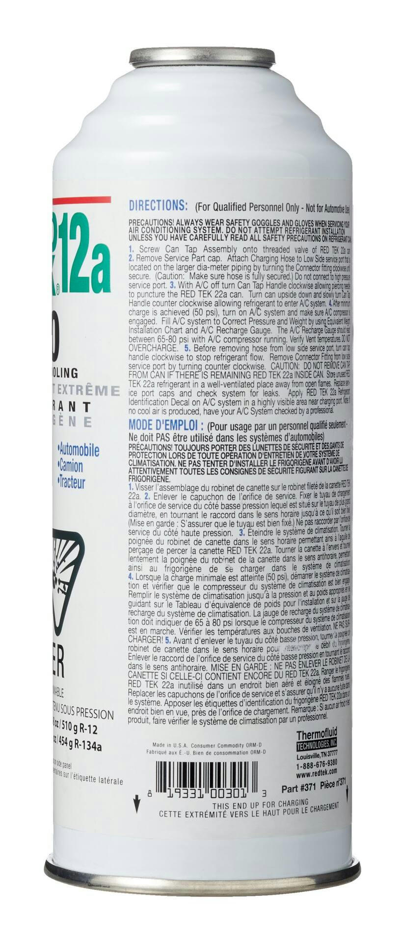RED TEK R12a Pro Extreme Cooling Refrigerant, 8-oz