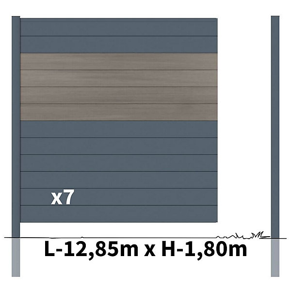 Kit clôture aluminium poteau à sceller - BAHIA &CRUZ Argent H-1,8m