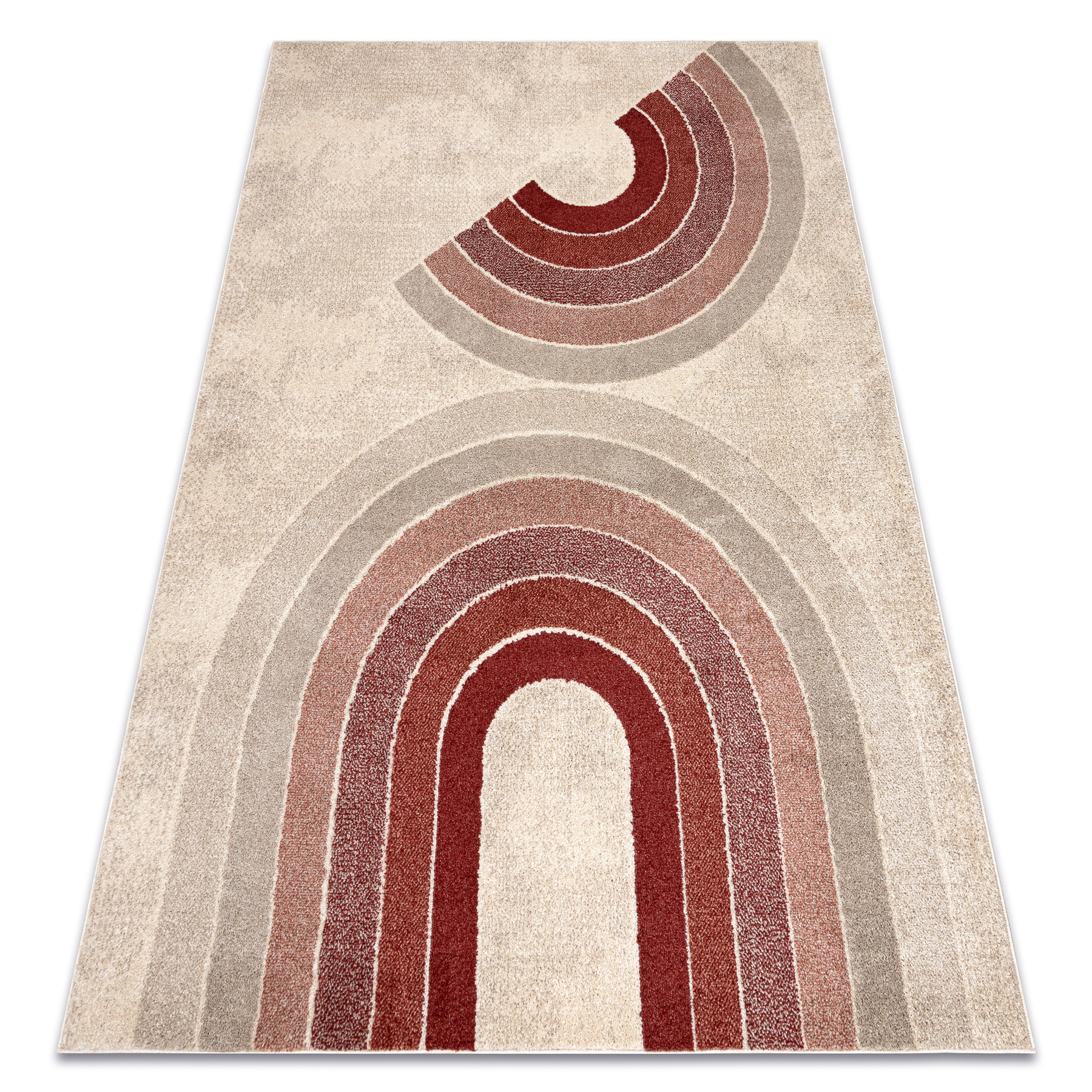 Dywan FUSION 0807 krem / bordo - Geometryczny, nowoczesny, 80x150 cm
