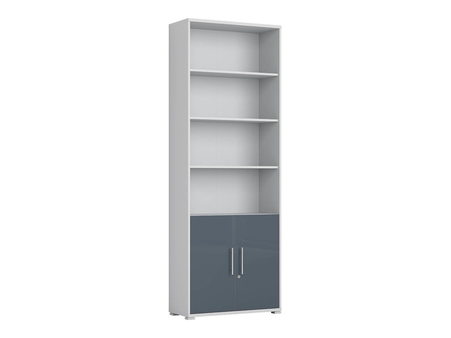 Regał Office Lux 79 cm z 2 drzwiami i 4 półkami jasny szary