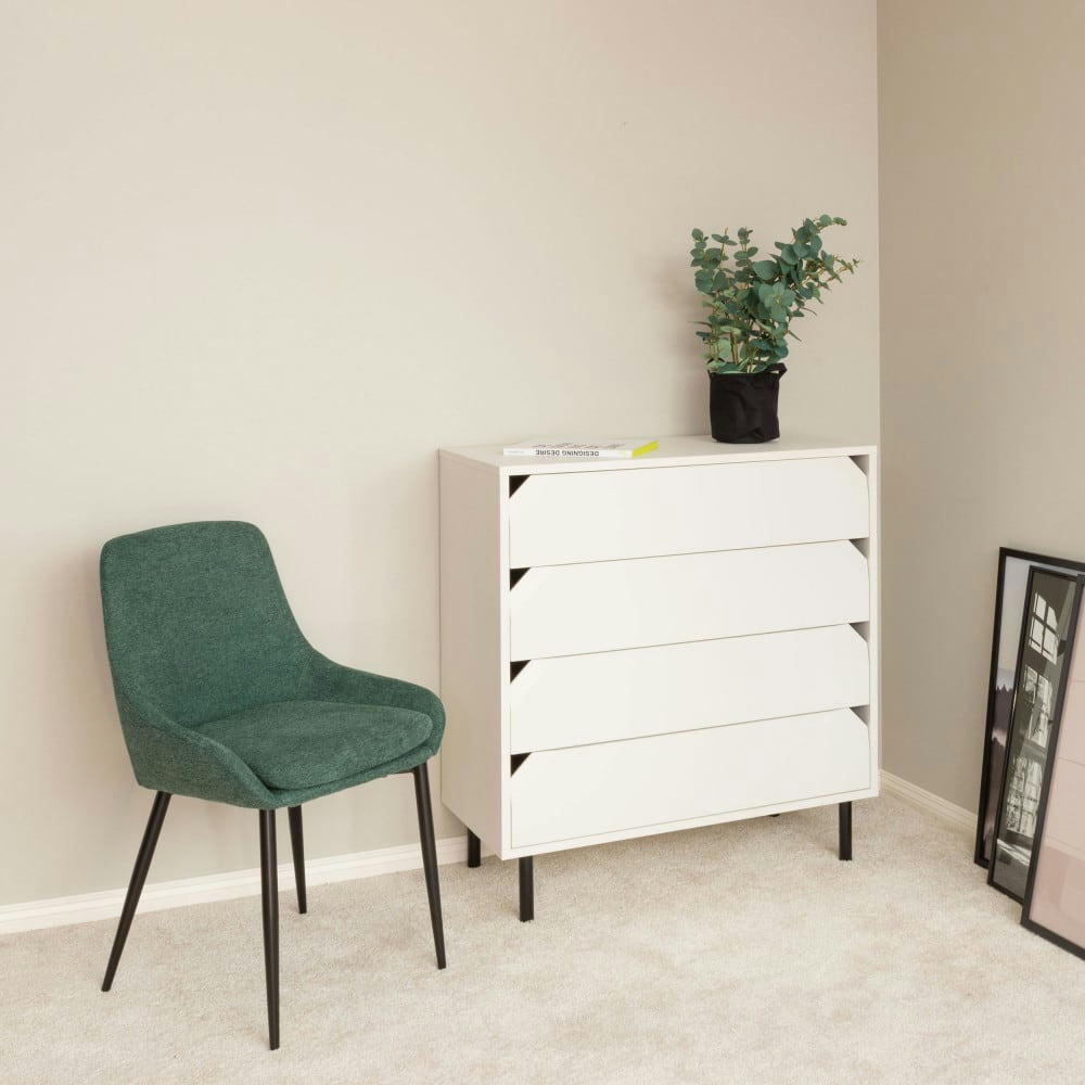 LIV - Lot de 2 chaises en tissu et métal vert sapin