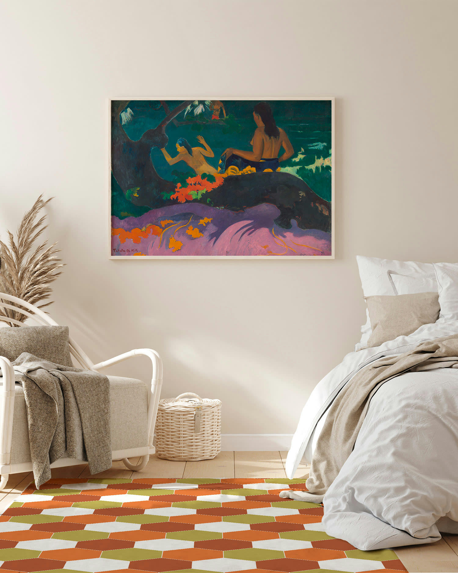 ALFOMBRAS MINIMALISTAS 2 - Tapis vinyle mosaïque hexagones de ton orange 80x300cm