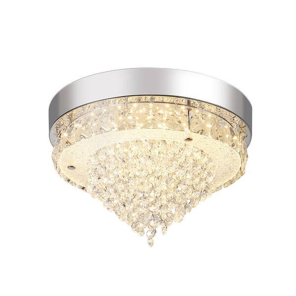 Modern LED Crystal Flush Mount Metal Ceiling Light for Kitchen Island - D10.6"xH7.1"