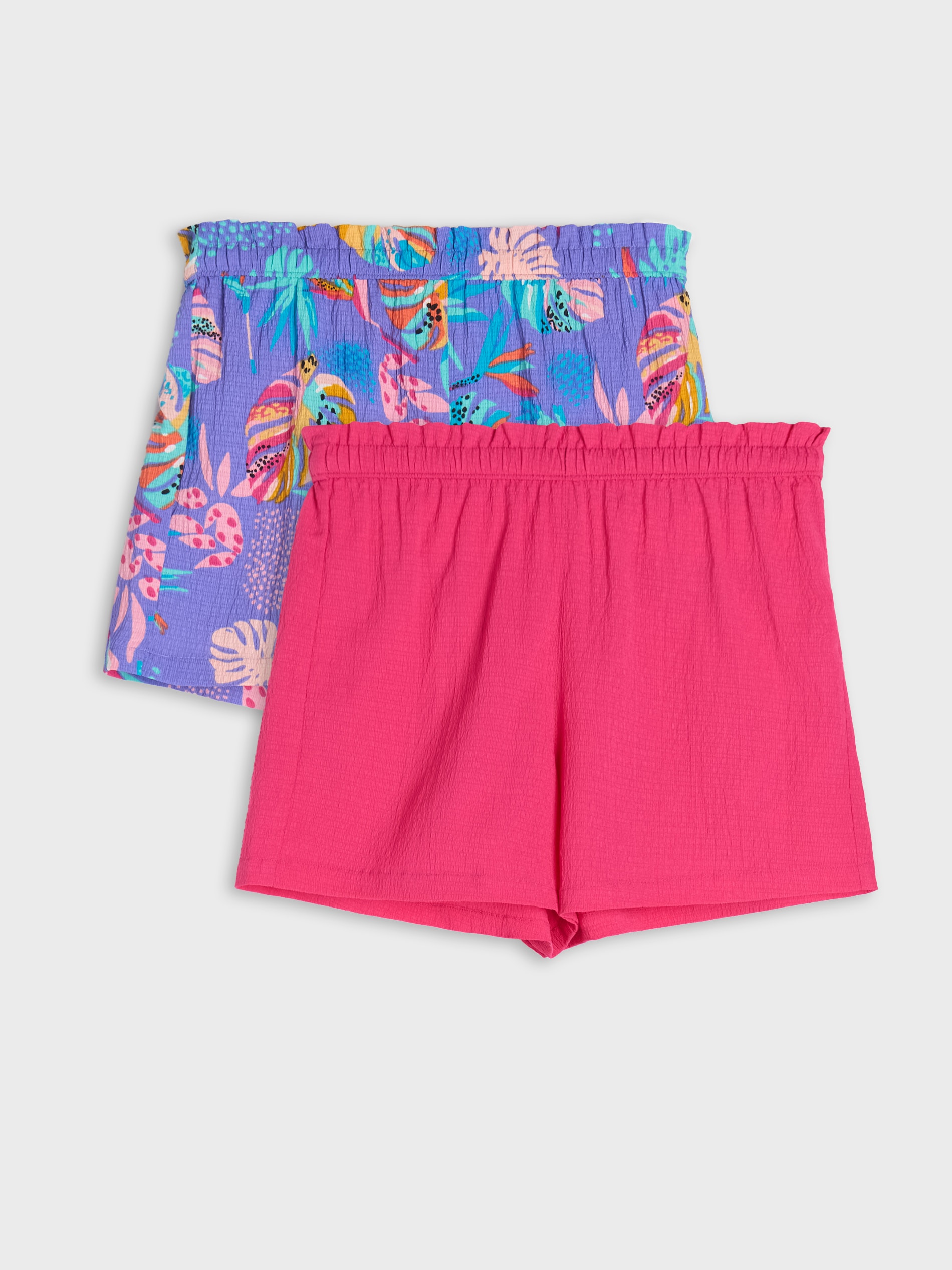 Szorty ze strukturalnej tkaniny z gumką w talii 2 pack