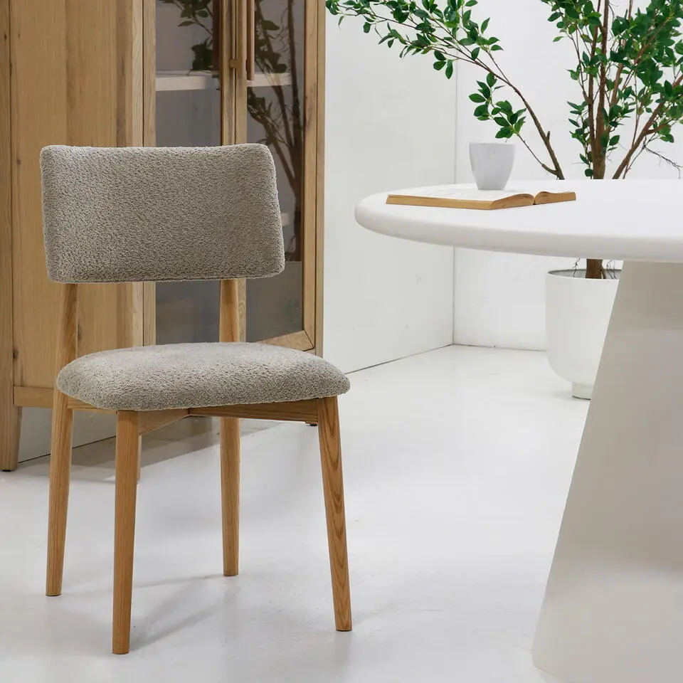 Eetkamerstoel Taupe - Naturel Eikenhout - 52x47x81cm - Nova - Set van 2