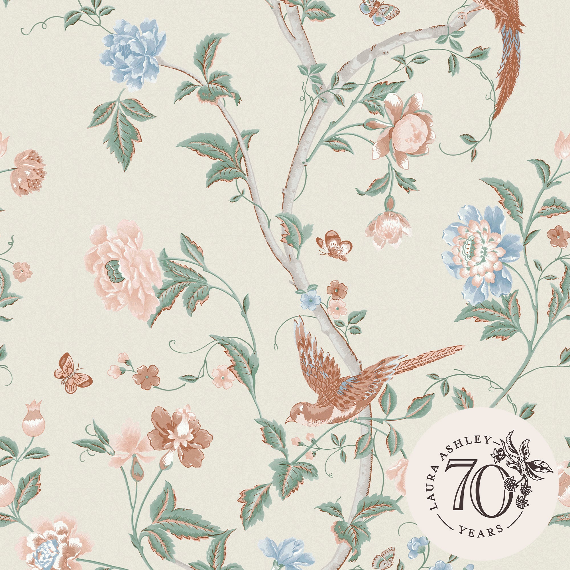 Laura Ashley Vliesbehang - Summer Palace Sage Apricot 10mx52cm