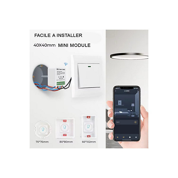 Lot 3 Interrupteurs intelligent SomLifeWiFi 16A MiniSmart Switch Wi-Fi connecté,application Tuya/SmartLife,Alexa,Google Home