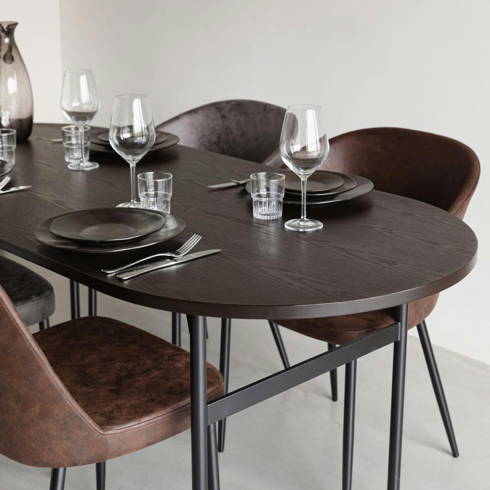 MARCIO - Table à manger en bois et métal 180x80cm noir