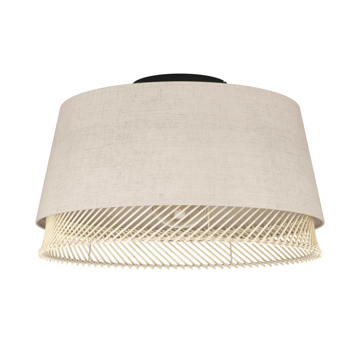 EGLO plafondlamp Tabley - e27 - ø 38 cm - natuur/bruin/zwart - textiel