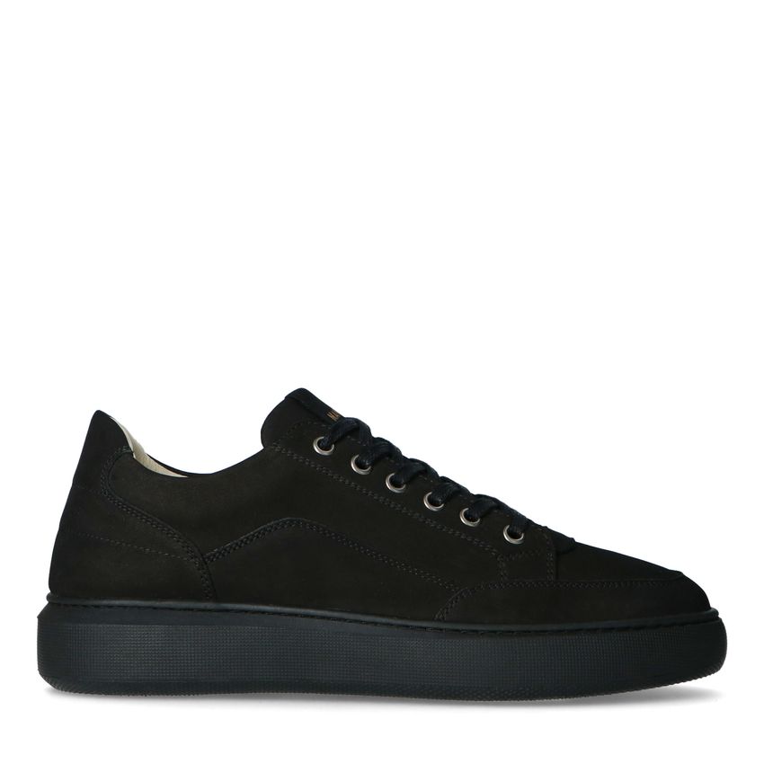 Manfield Zwarte nubuck sneakers