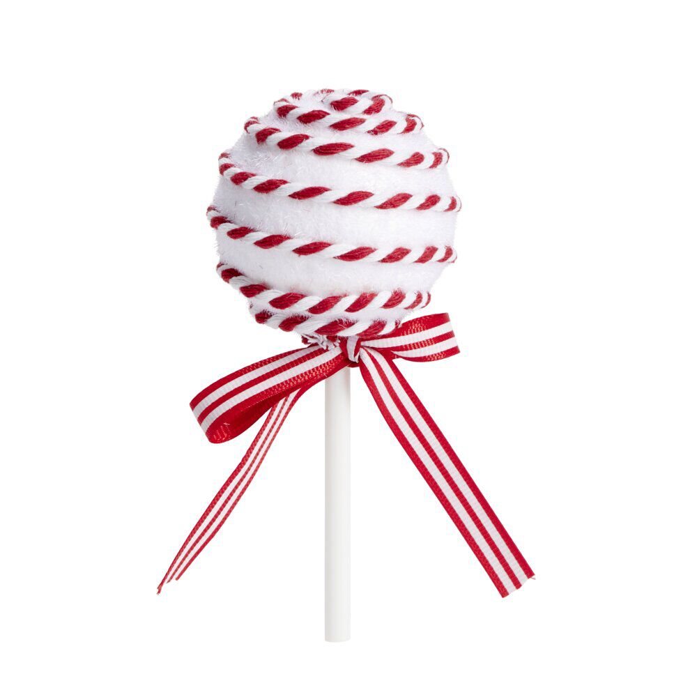 Décoration de No&euml;l à suspendre sucette rouge et blanc Ø6xH13cm (2 modèles)
