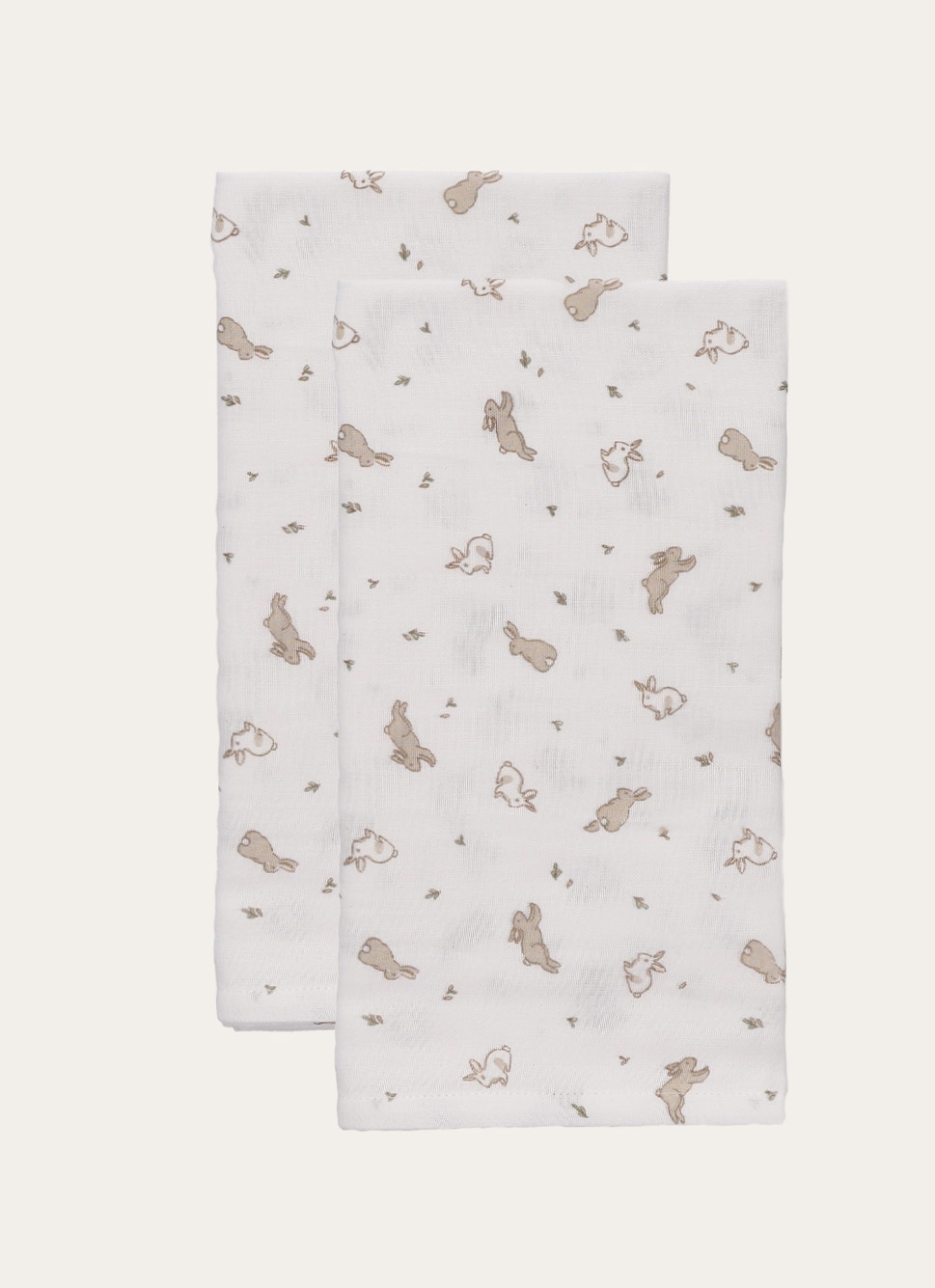 SET DE 2 LANGES EN GAZE DE COTON LAPIN BLANC