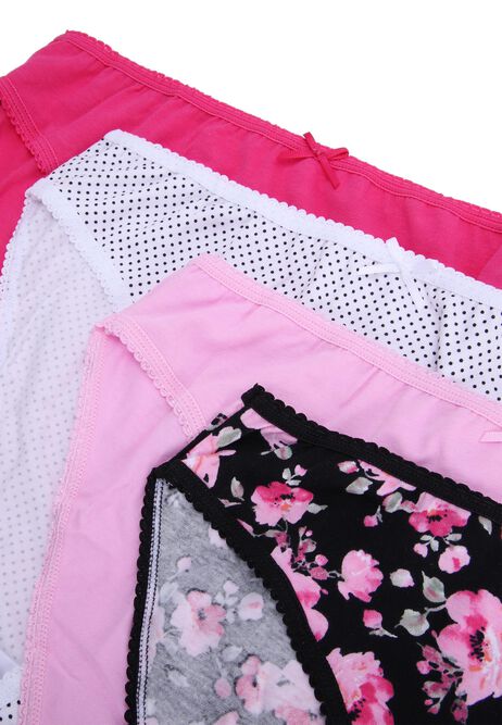 Womens 4pk Pink Floral High Cut Briefs