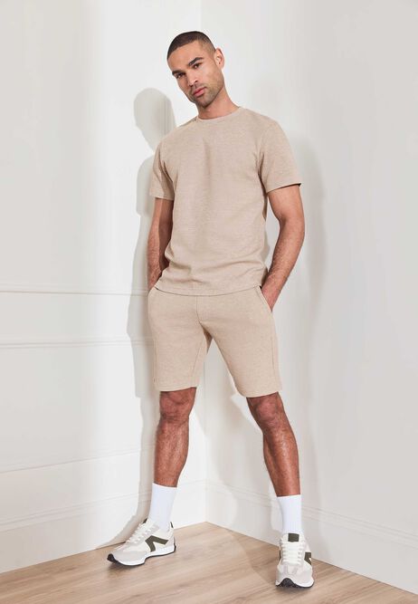 Mens Brown Waffle Texture Drawstring Shorts