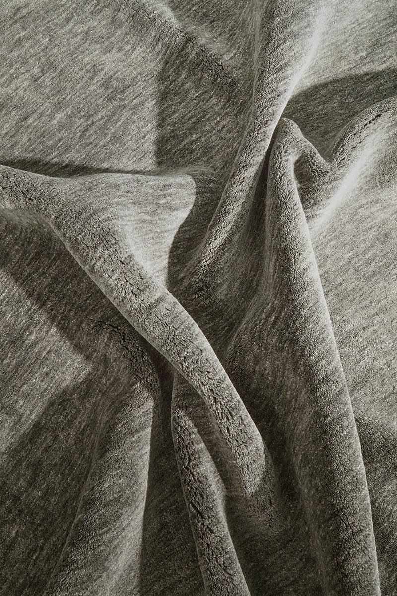 Luxury Handwoven New Zealand Wool Area Rug - Charcoal Gray Solid Minimalist Designer Floor Carpet