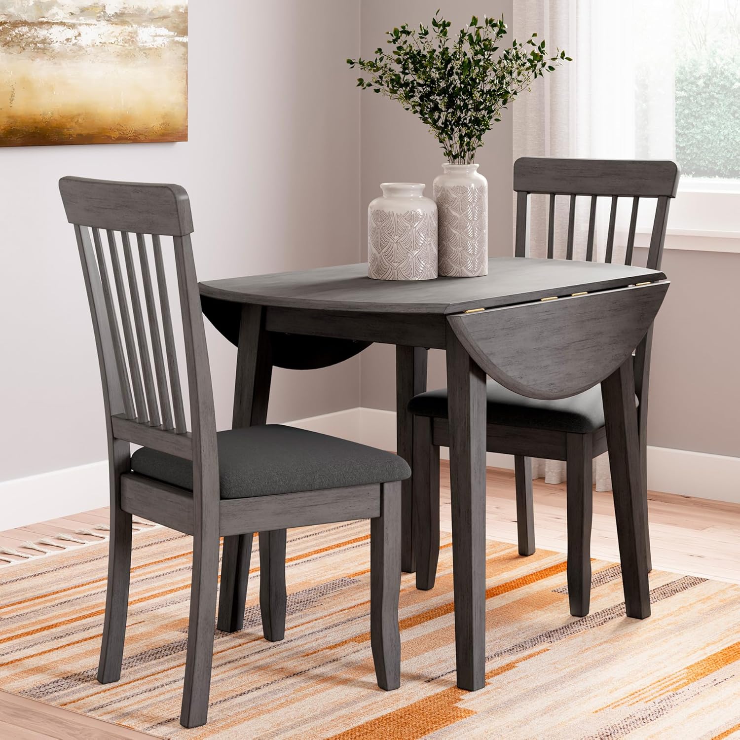 Signature Design by Ashley Shullden Casual Dining Room Side Chair with Spindle Back, 2 Count, Gray
